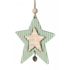 Χριστουγεννιάτικο Ξύλινο Αστεράκι Πράσινο (10cm) 